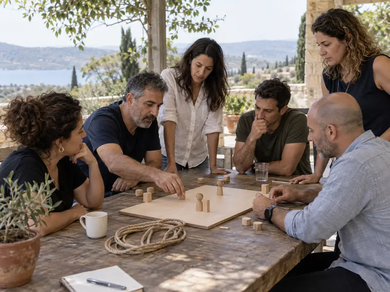 צוות מנהלים משתף פעולה במשימת תכנון והובלה