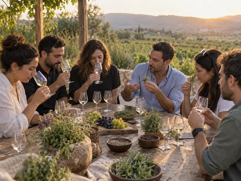 צוות משתתף בפעילות חושים משותפת מול כרם